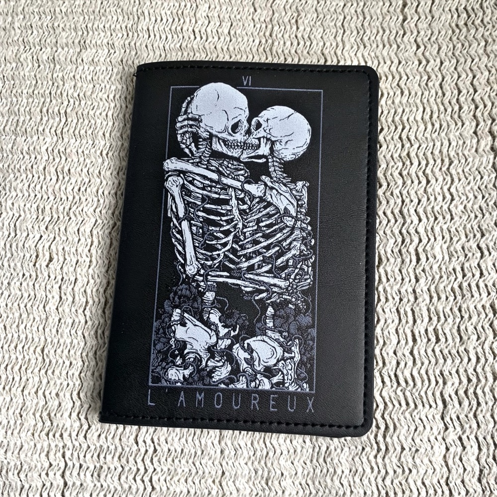 Goth Tarot Card Skull The Lovers Passport Holder